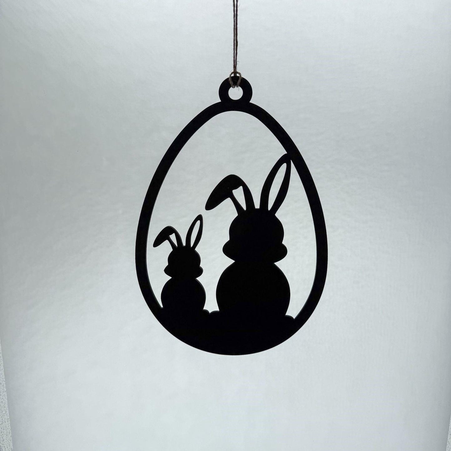 Oster Aufhänger aus Holz – Schwarz lackierte Osterdeko | Osterhase | Frohe Ostern | Moderne Frühlingsdeko | Türkranz Türschild Fensterkranz