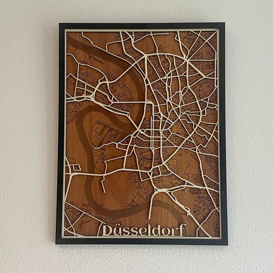 Personalisierte Stadtkarte aus Holz – Massivholz Wandbild mit Koordinaten