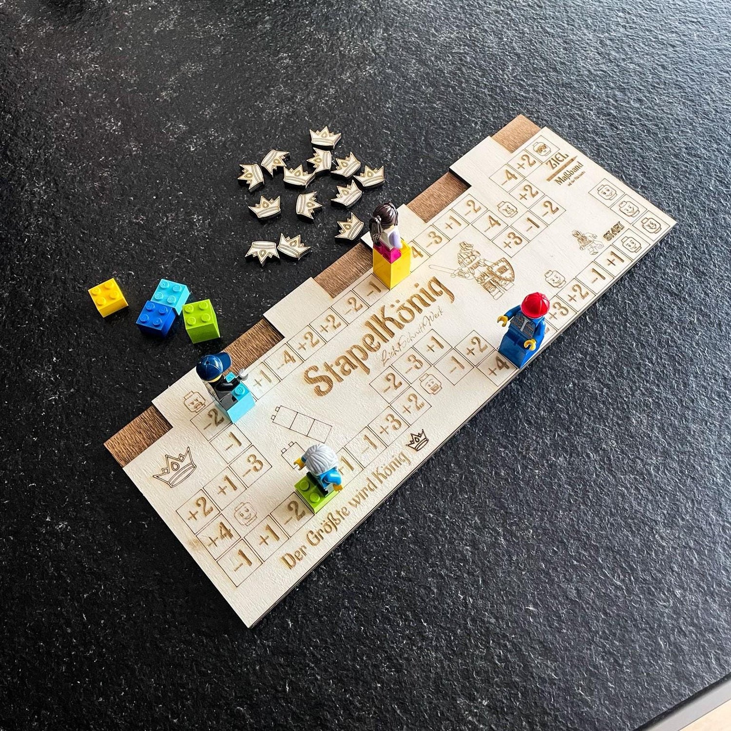 StapelKönig Holz Brettspiel – Handgefertigtes Familienspiel aus Holz | Brettspiel Kinder | Rechnen lernen | Kinderspielzeug Holz